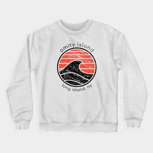 Amity Island - Long Island, NY Shark Fin Wave Crewneck Sweatshirt